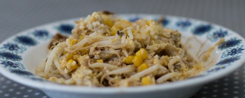 Stekt ris med kylling og bønnespirer